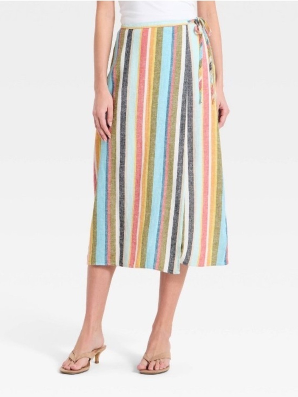 NEW a new day midi linen wrap skirt Small S PERFECT